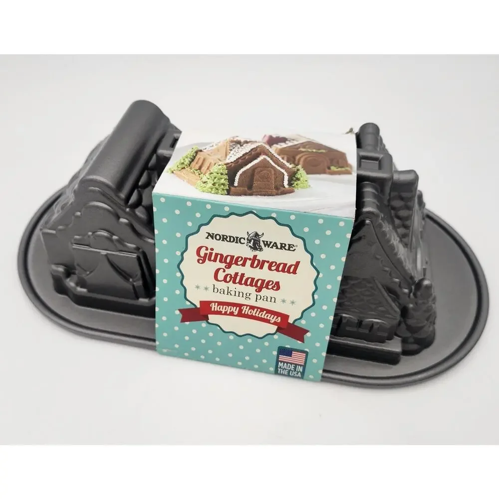 Nordic Ware Mini Gingerbread House Cottage Duet Baking Pan Mold 5 Cup - New
